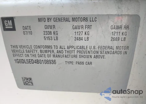 2011 Cadillac Cts Standard from USA, damaged, VIN 1G6DL5ED4B0108936